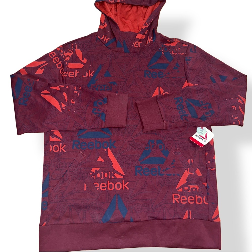 Reebok Burgundy and Black Athletic Hoodie
